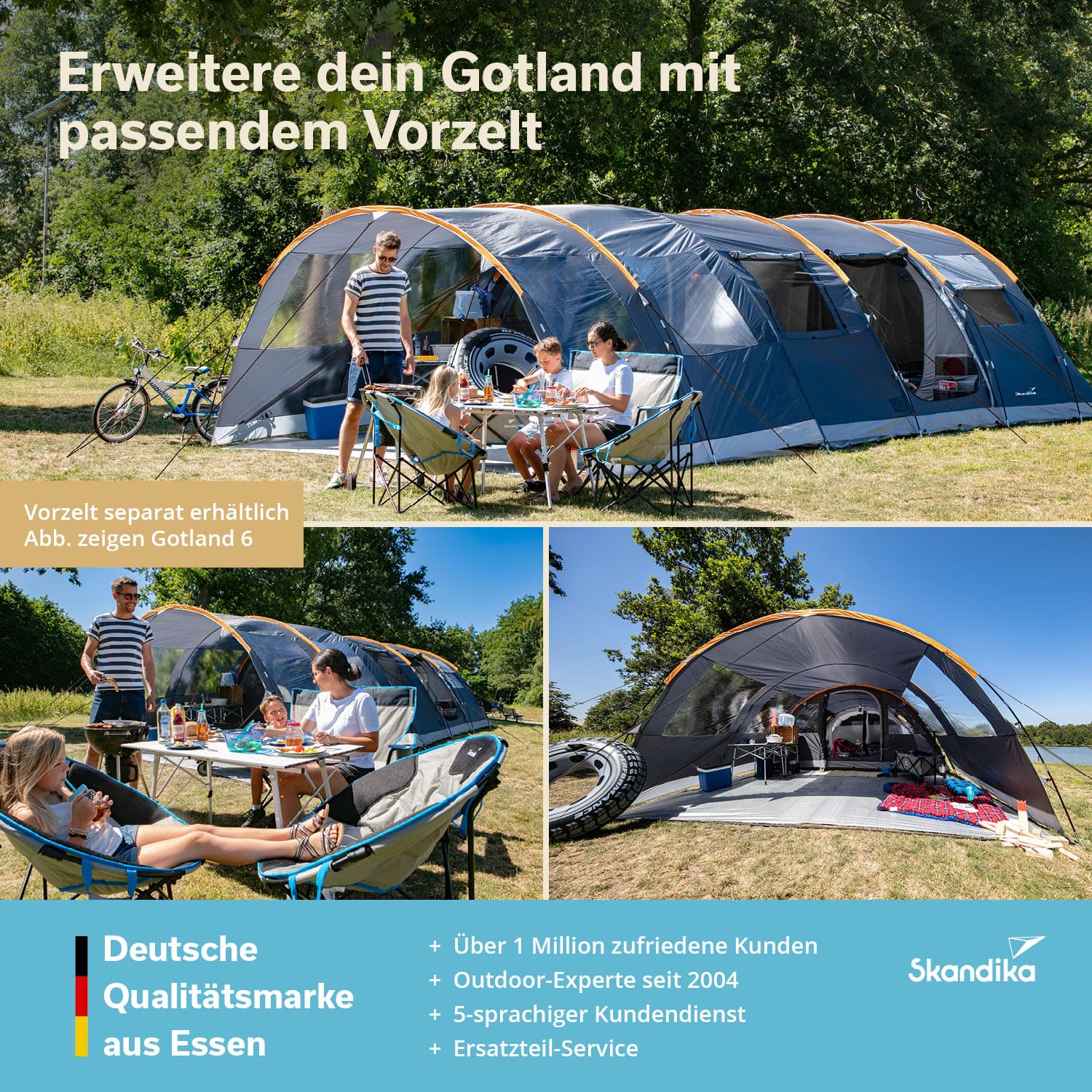 Skandika Gotland 5 Sleeper Protect - tende da campeggio familiare - zanzariera - 505 x 370 cm - Telo sotto tenda cucito - Colonna d`acqua 5000mm