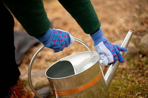 Miniatura 10 de G & F 1852-3 guantes de jardín de jersey suave para mujer, guantes de trabajo para mujer, 3 pares por paquete, verderosaazul