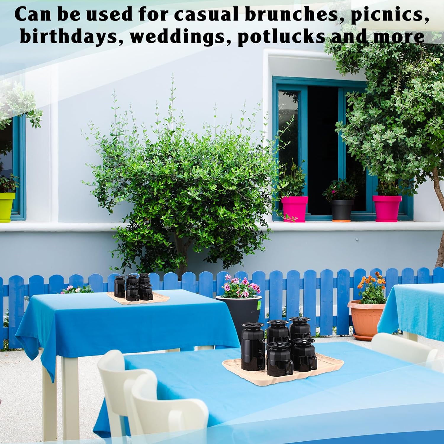 Dandat 50 Pcs Black Hard Plastic Coffee Cup Tea Party Cup with Handle 8 oz Disposable Coffee Mug Bulk Reusable Espresso Mug for Tea Party School DIY Craft Birthday Dessert - Image 5