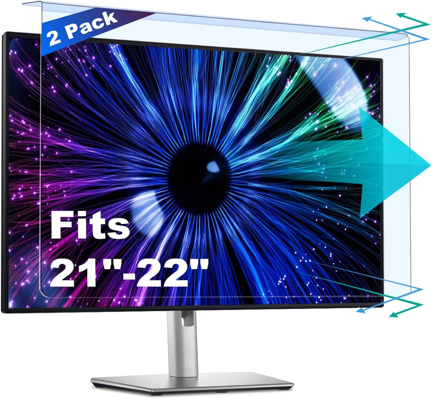 2 Pack Anti-Blue Light & Anti-Scratch Screen Protector Shield for 27 Inches Desktop Computer Monitor, Hanging Block Filter Panel for Eye Protection