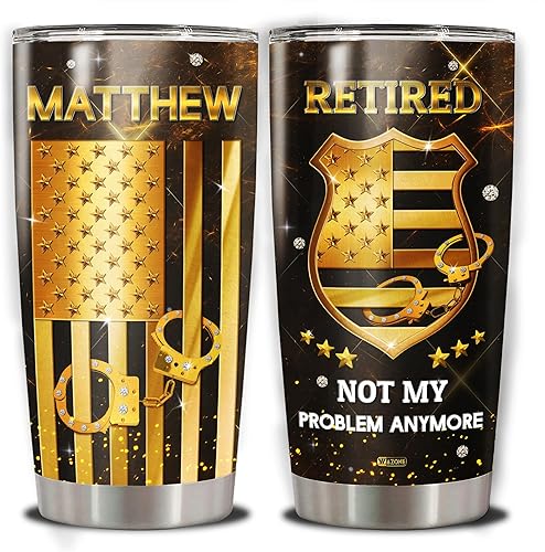 Vista 31 de WAZONE Vaso personalizado de acero inoxidable para oficial de policía, 20 onzas, 30 onzas, taza con aislamiento con nombre personalizado, taza