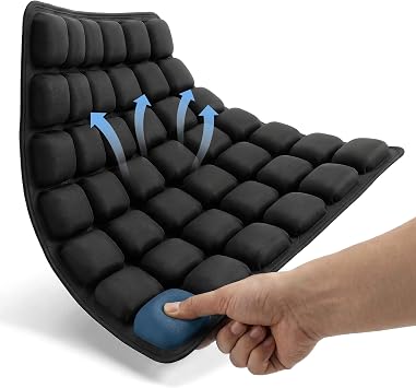 Sondour Travel Cushion Airplane Seat,Airplane Cushion for Long Flight,Press-Type Inflatable Wheelchair Seat Cushion,42 Airbags for Car,Office,Stadium,Ergonomic Comfort Support Pressure Relief-Black