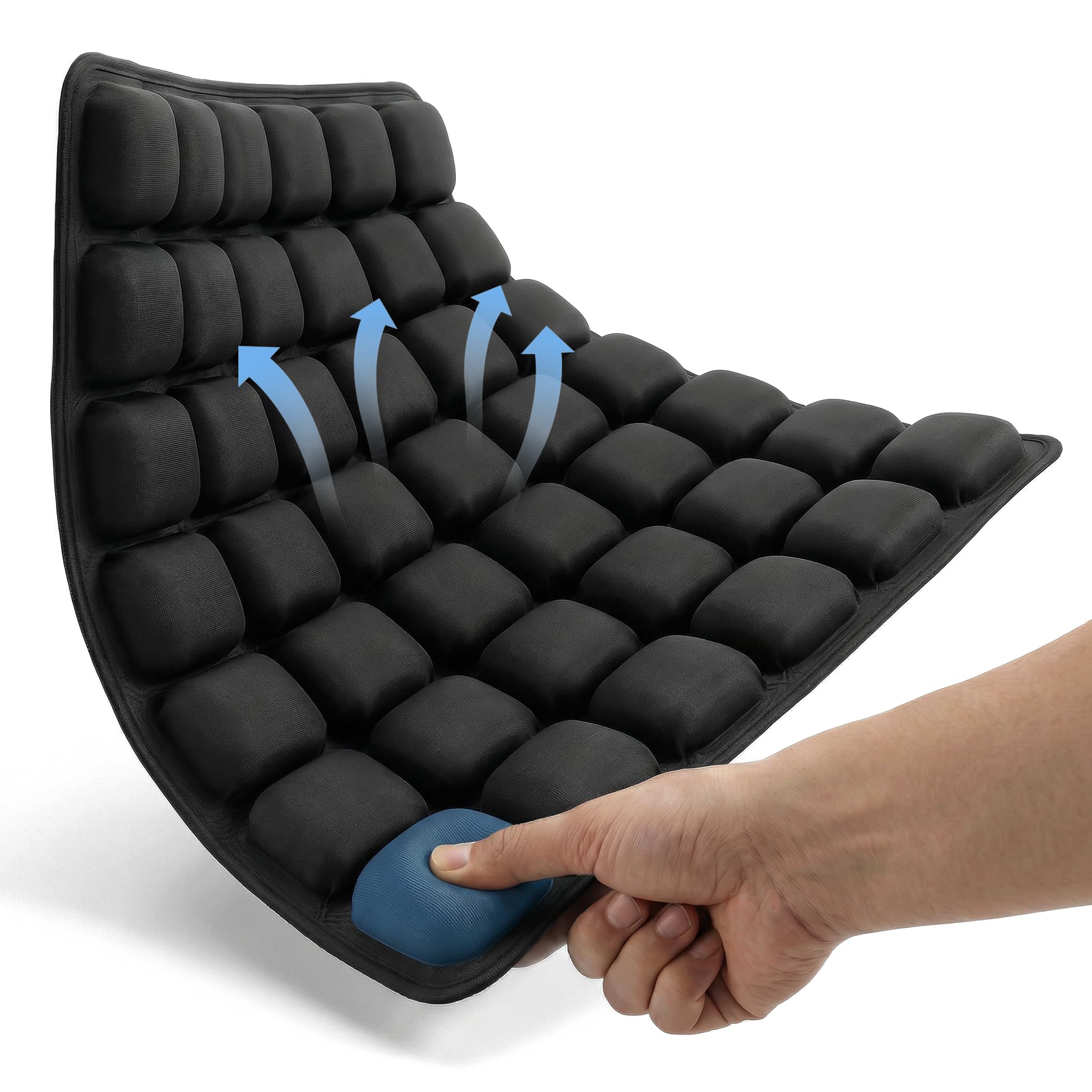 Sondour Travel Seat Cushion, Airplane Cushion Long Flight, Airplane Gadgets Inflatable Seat Cushions, Portable Airline Cushion With Air Pump, Wheelchair Cushion; Pressure Relief Seat Cushion Black Pro