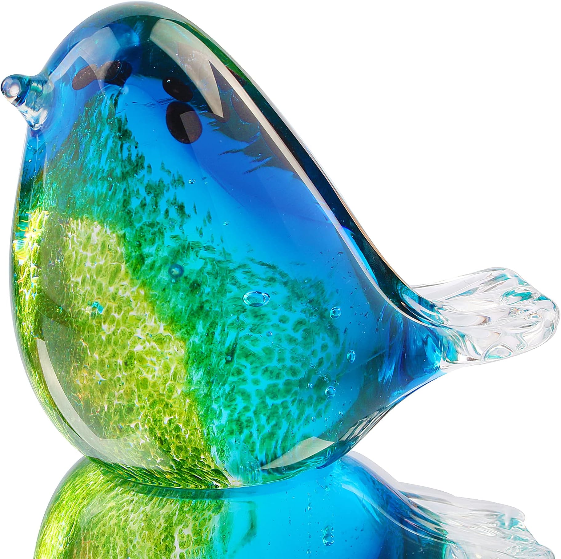 Hophen Art Glass Bird Figurine Handmade Blown Glass Paper Wight Mother`s Day Gift Home Ornament (#3)