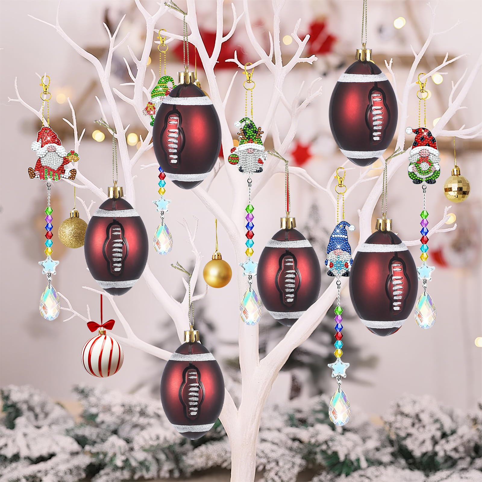 Lot de 18 boules de décoration pour sapin de Noël - Décoration de football - Bibelots pour maman - Jouet de Noël - Mini boule de Noël - Accessoires pour sapin de Noël
