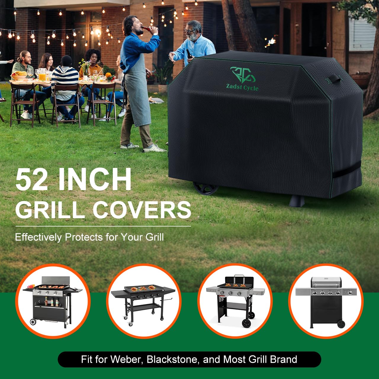 Funda para parrilla de barbacoa de 52 pulgadas para parrilla al aire libre, accesorios de barbacoa, cubierta de parrilla de gas, impermeable, resistente a la decoloración, resistente a los rayos UV,