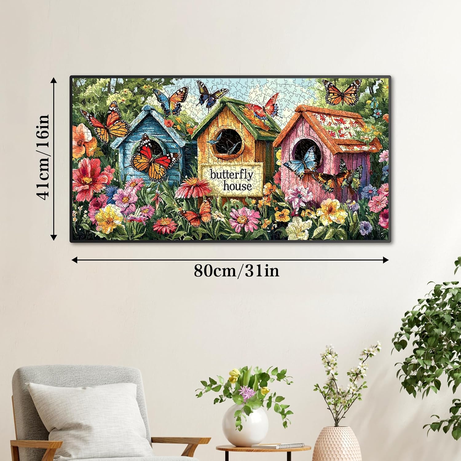 1000 Piece Jigsaw Puzzles for Adults, 《Butterfly Haven》Irregular Shaped Pieces for Challenging Fun, No Dust Classic Landscape Puzzle, Gifts for Family Game Night 31.5 x 16 inch