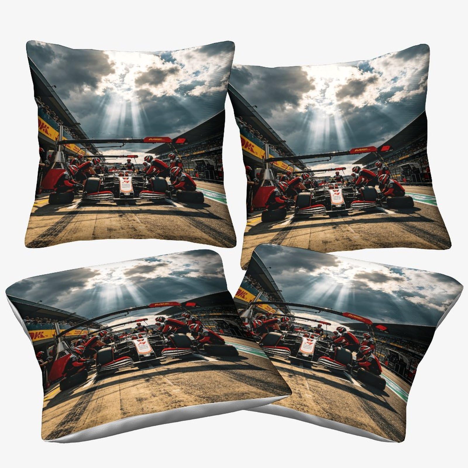 Dafufbw Formulaa Racing Series Cushion Cover 40X40cm, 4Pcs, Pit Stop Decorative Throw Pillow Case Microfiber