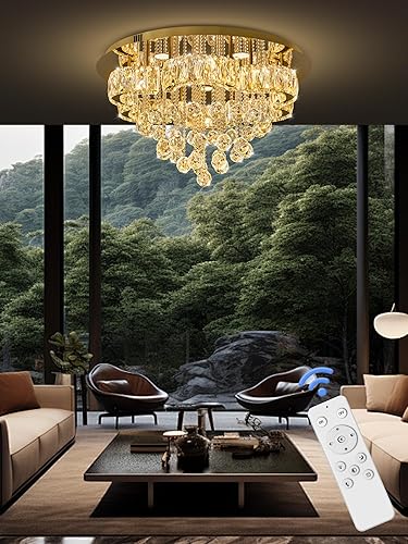 Miniatura 13 de Flashing God Candelabros de cristal cromado de 48 pulgadas para sala de estar y entrada, lámpara de techo moderna de cristal con flores para