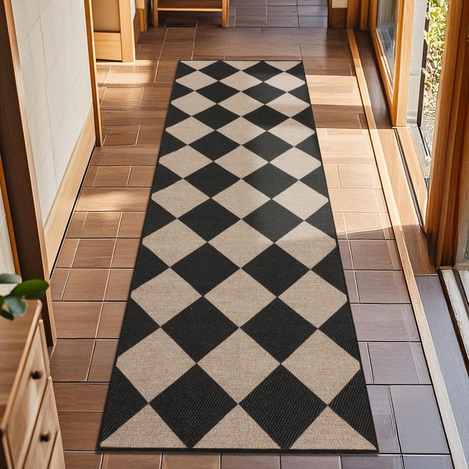 TUKDAK Boho Runner Rugs for Hallway Non Slip 60x180cm, Woven Runner Rugs for Kitchen, Braided Absorbent Long Floor Carpet, Washable Floor Mat for Entryway, Entrance, Bedroom, Hall — image 1