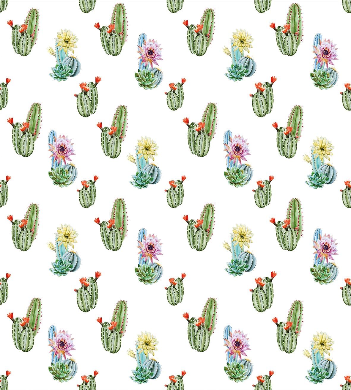 Ambesonne Cactus Duvet Cover Set, Thorny Vintage Hawaiian Nature Flourishing Succulents and Cactus Bouquets Picture, Decorative 3 Piece Bedding Set with 2 Pillow Shams, Queen Size, Pastel Green