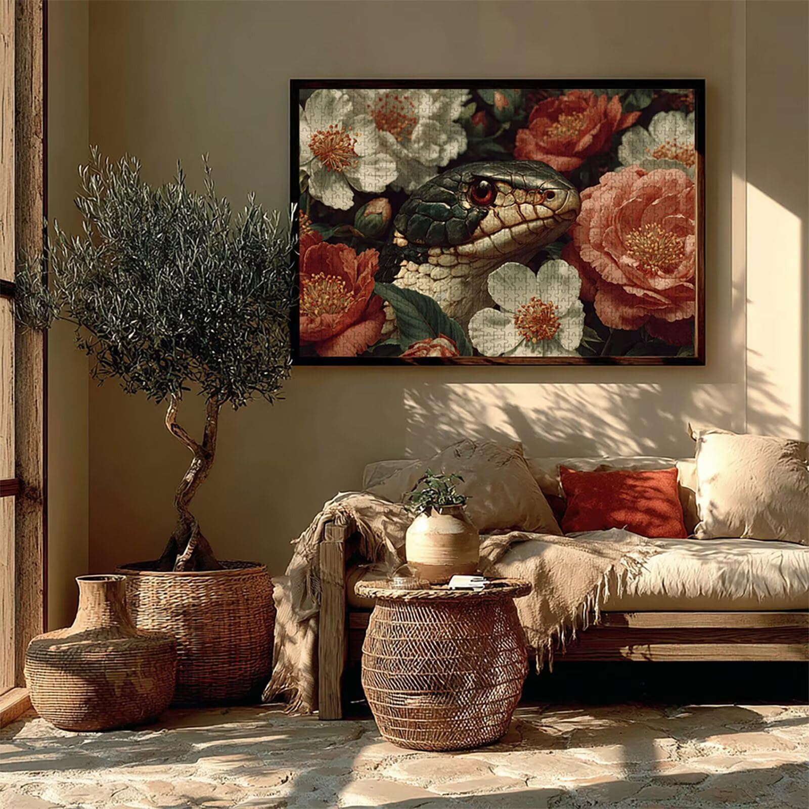Flower Puzzle 4000 Pezzi Adulti, Puzzle Legno con Scatola 141x87cm, DIY Giochi Divertenti per Familiar, Idea Regalo Uomo e Donna, Squisita confezione Regalo, Estate Decorazioni Casa, (Serpente) R-5684