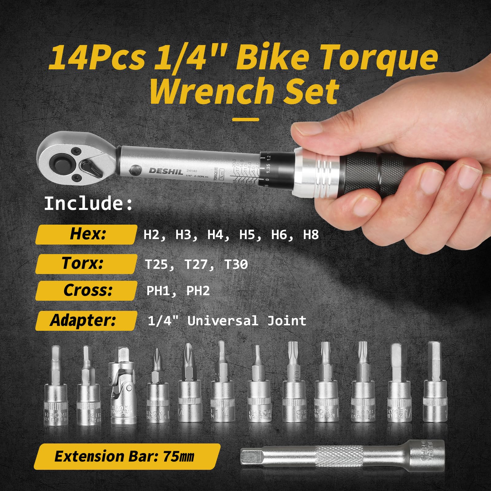 Torque Wrench Set - 2 to 20 Nm – 1/4 Inch Driver Pro 【中密度繊維板 (