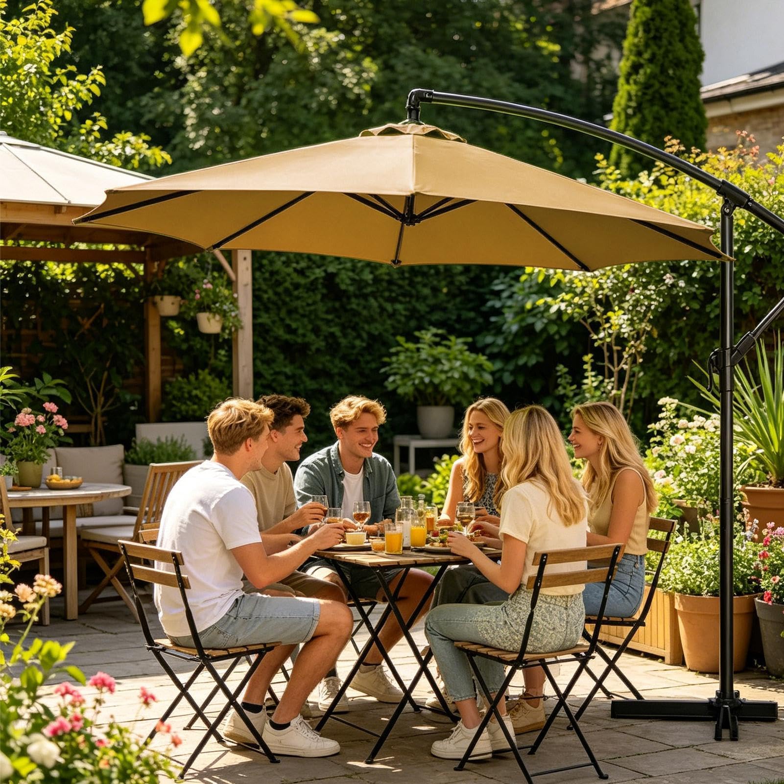 Toile Remplacement de Parasol | Toile Imperméable 8 Baleines Pour Parasol Déporté 3,35 M | Housse Pour Ombrelle Terrasse | Extérieur Jardin Barbecue Parcs Camping Pique-nique Baie Sports Été