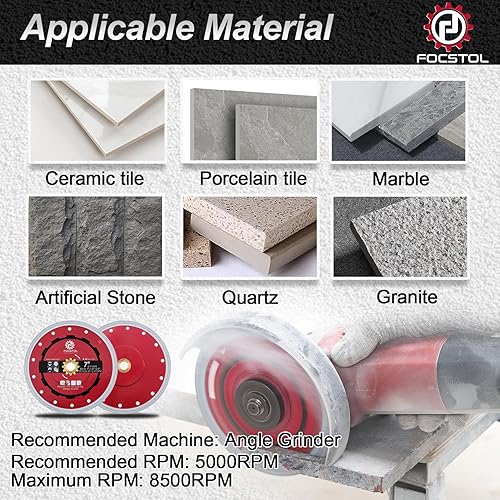 Miniatura 10 de Hoja de sierra para azulejos de diamante, disco de corte de 10 pulgadas (9.843 in) para azulejos de cerámica, cerámica, mármol, granito, árbol de