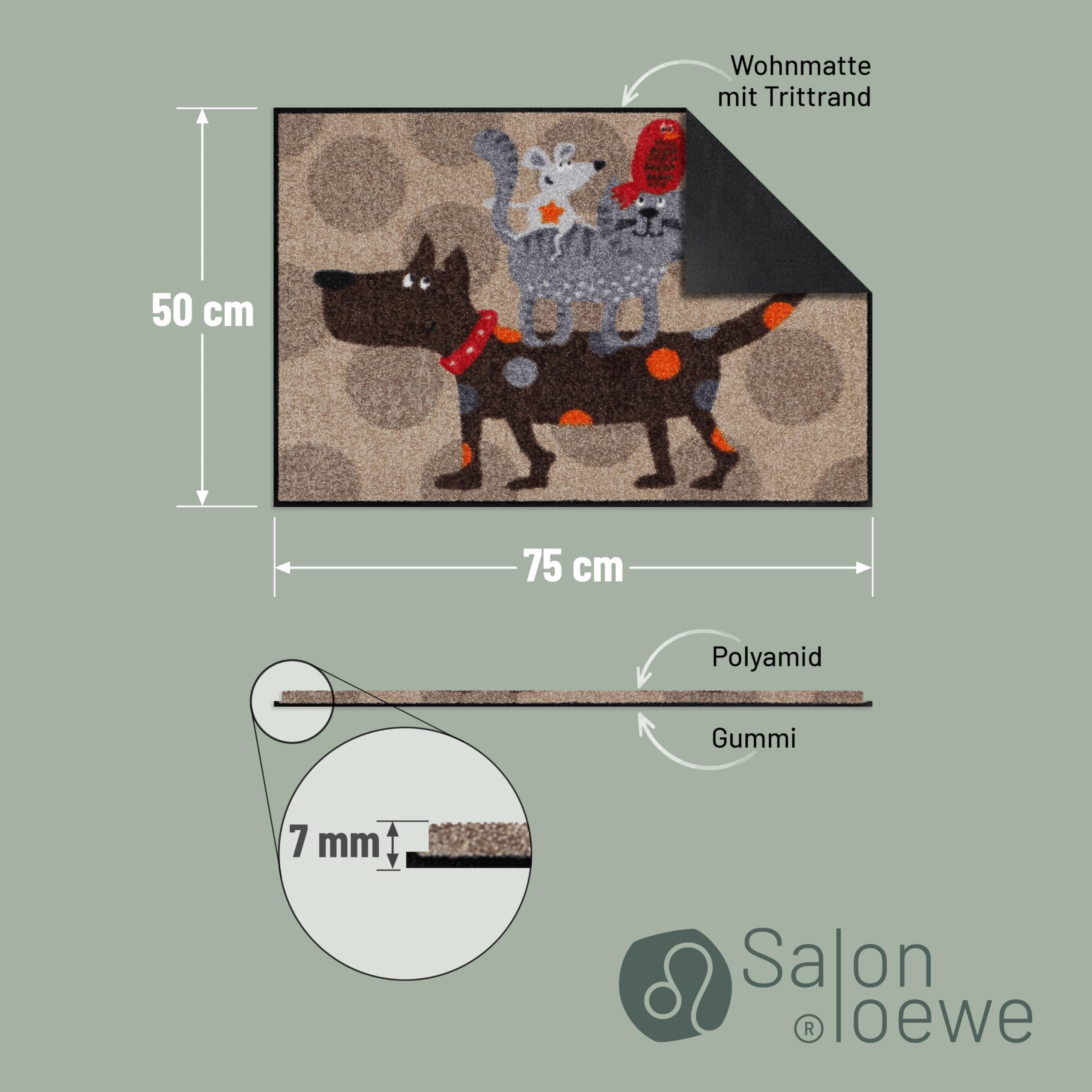 Salonloewe Fussmatte Tierturm I Schmutzfangmatte & Fußabtreter für Innen 50 x 75 cm