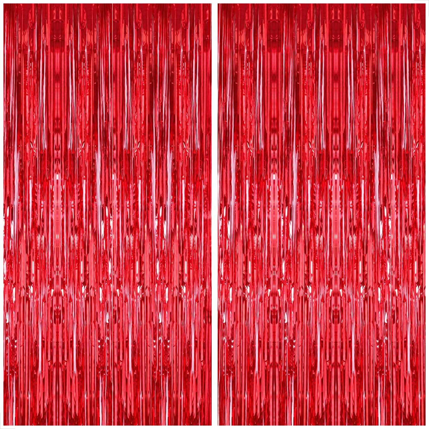 KatchOn, Large Red Streamers for Red Party Decoration - Pack of 2 | Graduation Fringe Backdrop for Nurse Graduation Decorations 2026 | Foil Fringe for