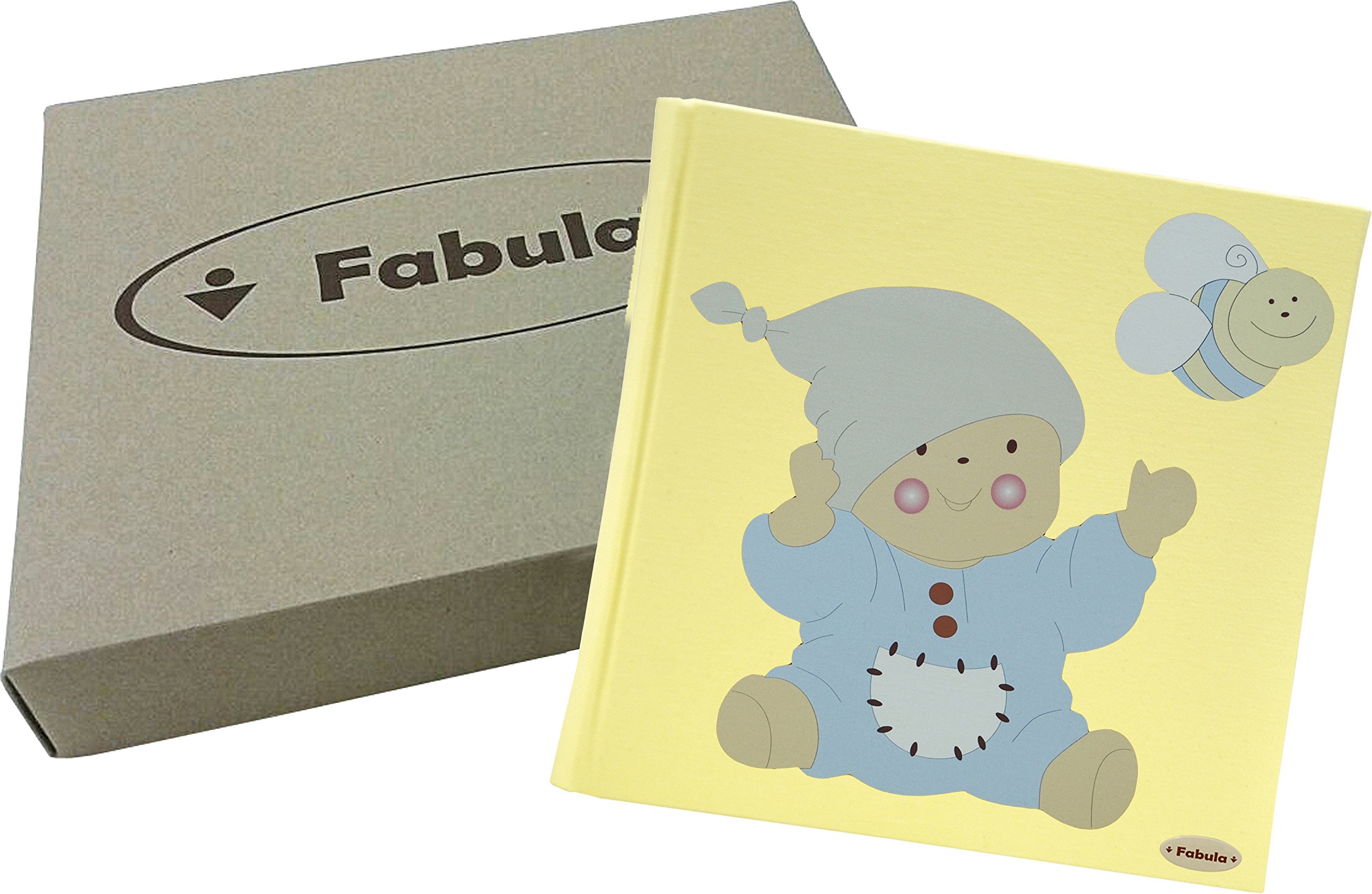 Fabula Linea Bimbo - Diario Nascita Bimbo Cappello Cielo - Formato cm 19x25 con Copertina 253 Giallino e Applicazioni in Legno - 28 Pagine - cod. 15777