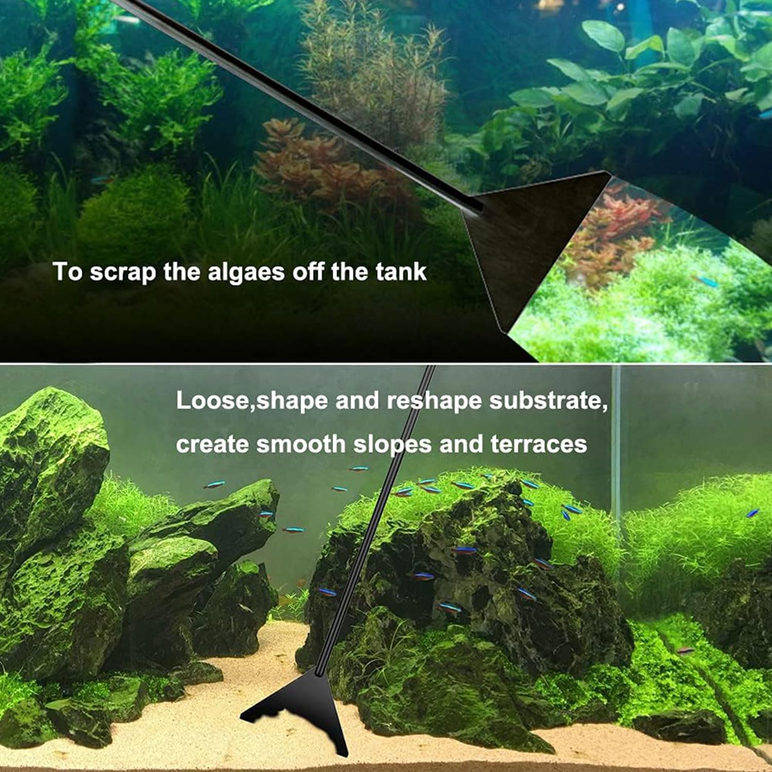 4PCS Accessori Acquario,Forbici Acquario Pinzette,Pinza Aquascaping Kit,Acquatica Strumenti Set,Acciaio Inox Pinzette Forbici e Spatola per Landscaping e Piante Acquatiche