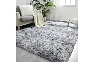 4x6 Feet Light Grey Shaggy Fuzzy Area Rugs for Living Room