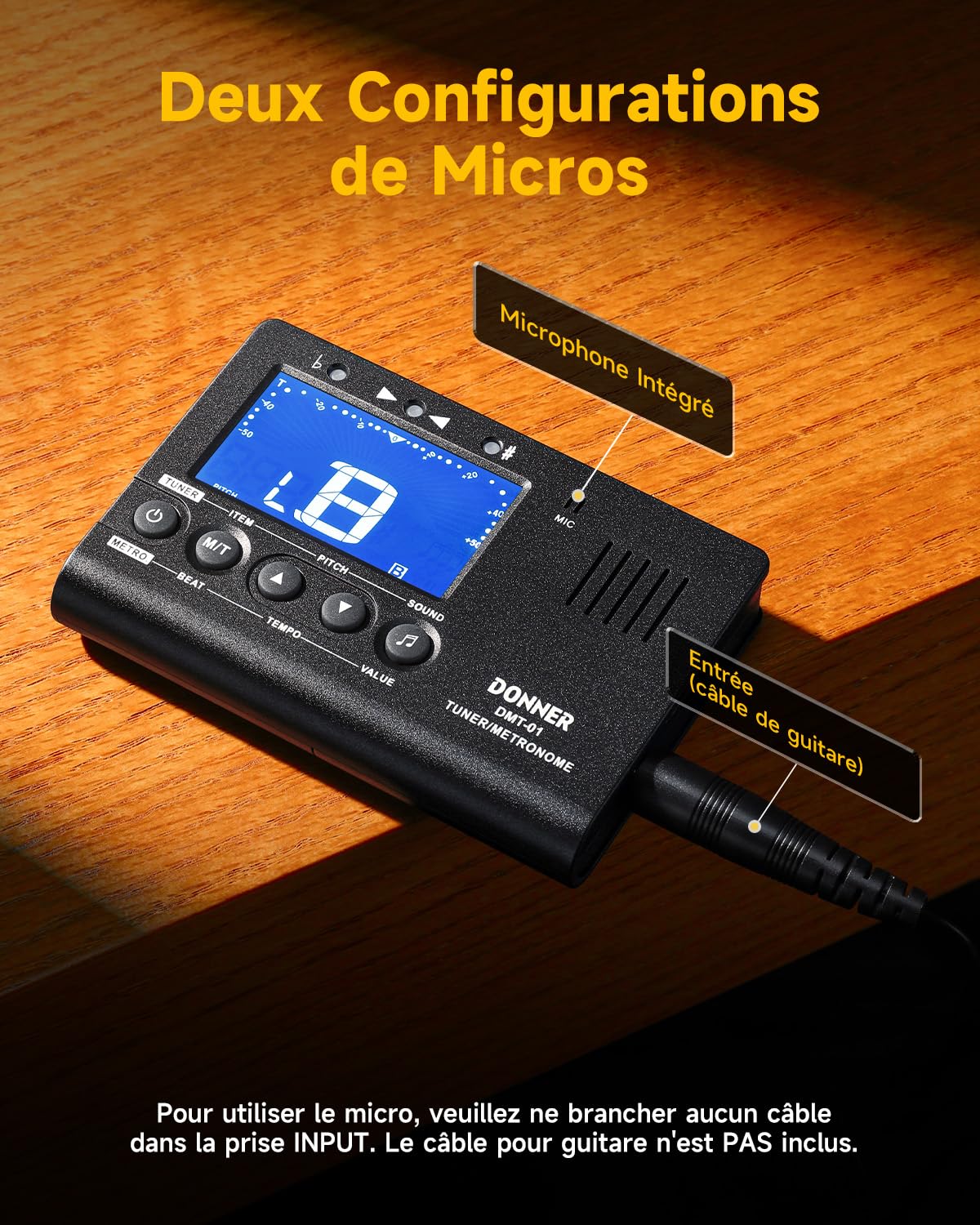 Donner 3 en 1 Accordeur de Guitare Métronome electronique et Générateur de Son avec écran LCD pour Instruments Chromatiques, Guitare, Basse, Ukulélé, Violon, Piano, trompette (DMT-01)