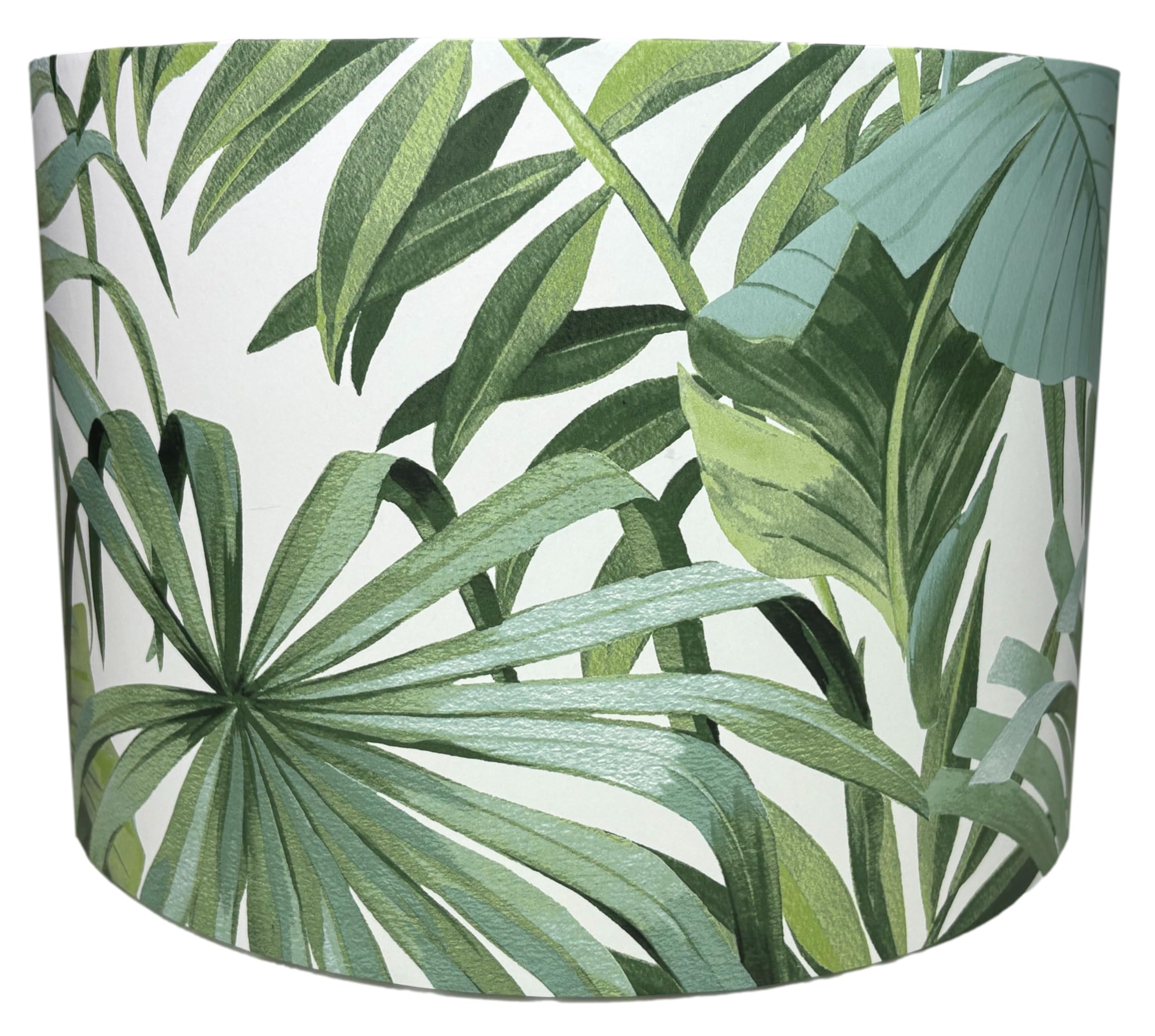 Lampshade Kings Green Palm Leaf Lampshade Or Light Shade For Ceiling & Table Lamps - Tropical Jungle Botanical Drum Shade (25Cm Or 30Cm × 21Cm)