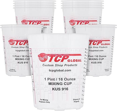 Custom Shop Paquete de 12 tazas de mezcla de pintura de 16 onzas 1 taza de pinta tiene proporciones de mezcla calibradas en el lado de la taza Custom Shop Paquete de 12 tazas de mezcla de pintura de 16 onzas 1 taza de pinta tiene proporciones de mezcla calibradas en el lado de la taza