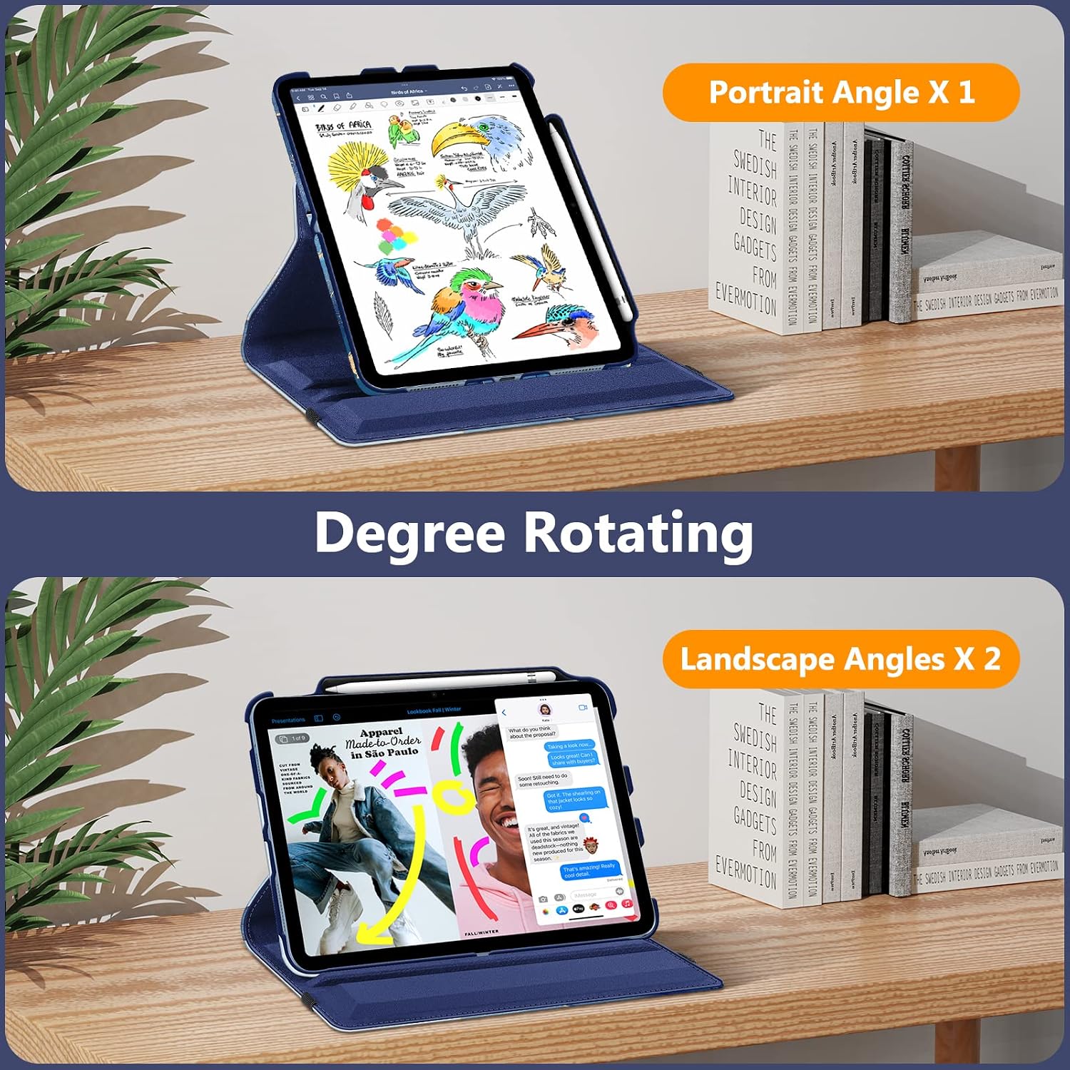 Fintie Rotating Case for iPad 10th Generation 10.9 Inch Tablet (2022 Model) with Pencil Holder - 360 Degree Rotating Protective Stand Cover with Auto Sleep/Wake, Ocean Marble