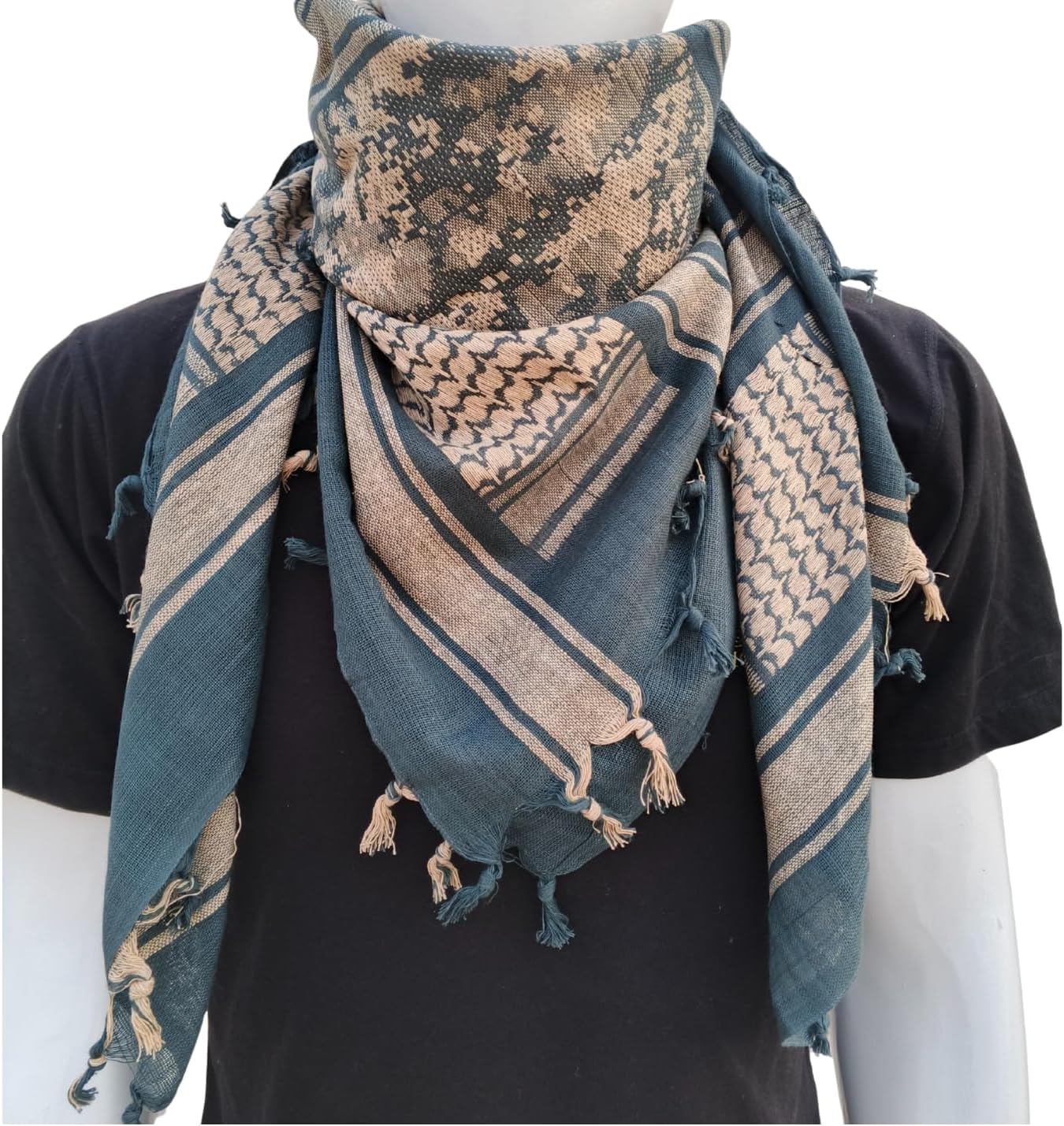 Cotton Shemagh Keffiyeh Scarf – Lightweight Tactical Desert Head Neck Wrap, Sun Protection Outdoor Scarf for Summer Hiking image 3