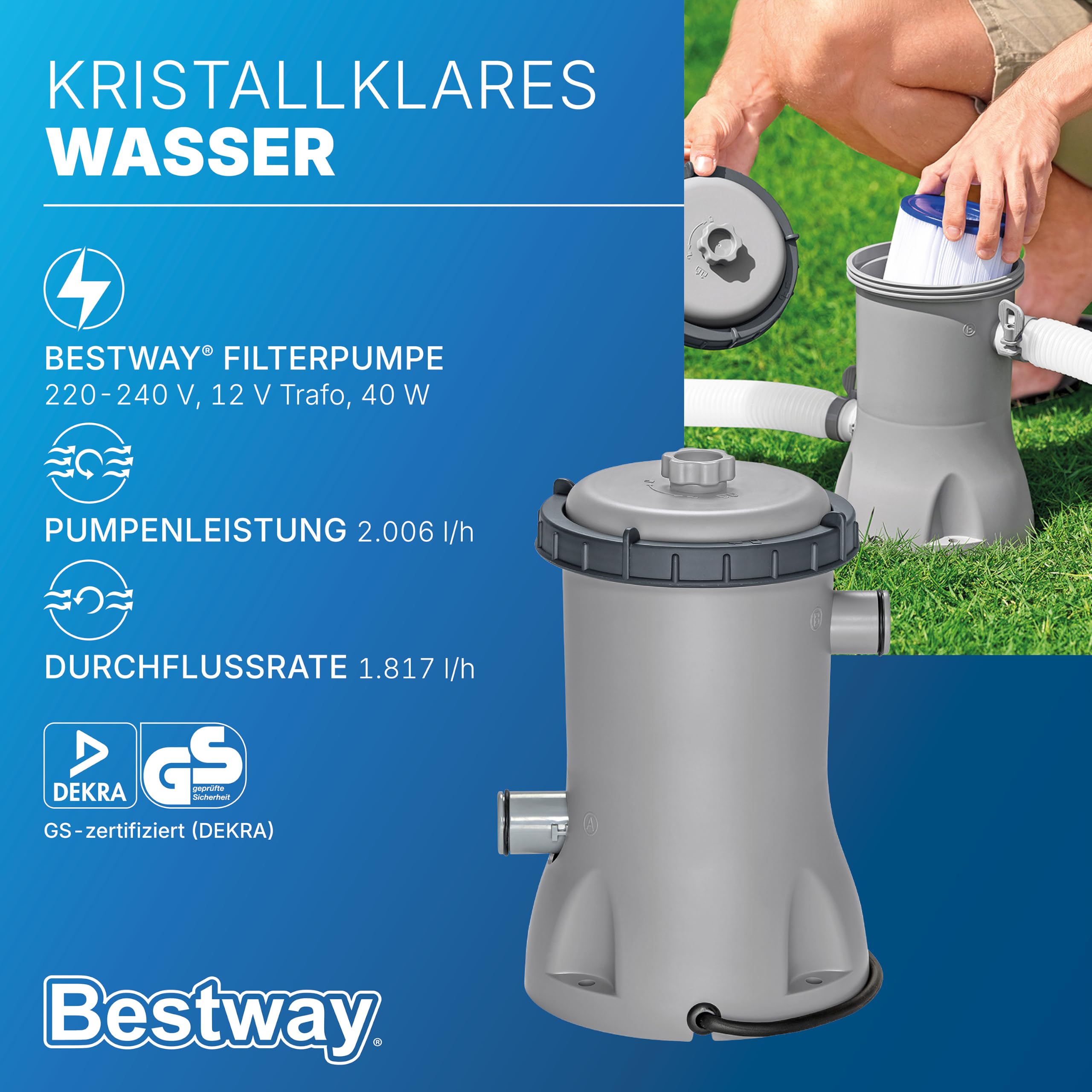 Bestway Aufstellpool rund 366x100 cm Set mit Filterpumpe Holz-Optik 9150 L TriTech-Material