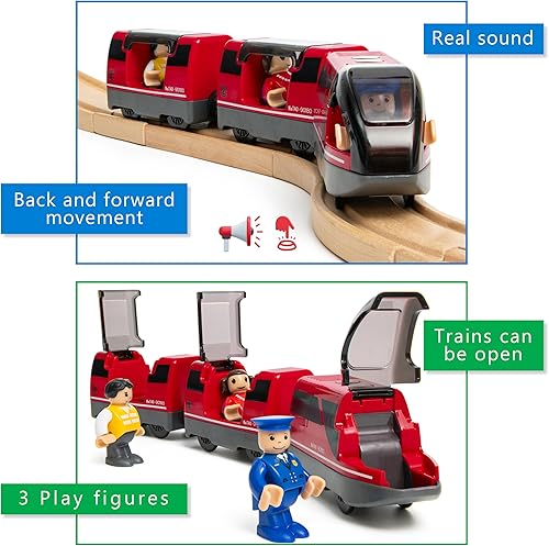 Miniatura 6 de Juego de tren de juguete de locomotora de acción a pilas para vías de tren de madera, (magnético), compatible con juguetes de Thomas The Train,