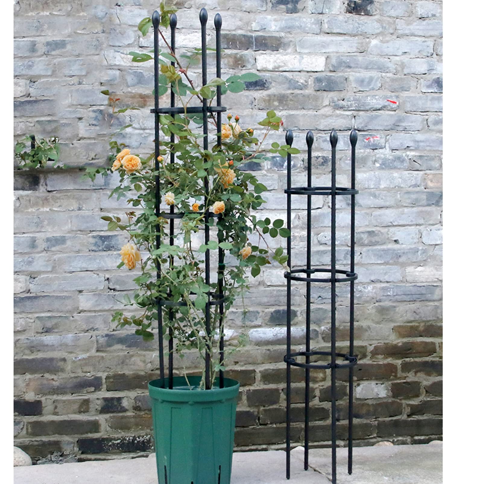 Obélisque de Jardin pour Plantes grimpantes, Tuteur métallique for tomates, rosiers et Fleurs, tuteur Vertical(D20xH90cm)