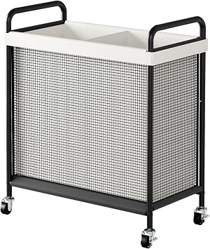 WOWLIVE Laundry Hamper 2 Section, 100L Rolling Laundry Basket with wheels and Removable Liner Bag, Double Laundry Sorter with Metal Handle, Clothes Hamper for Laundry Room, Bathroom and Dorm, Beige