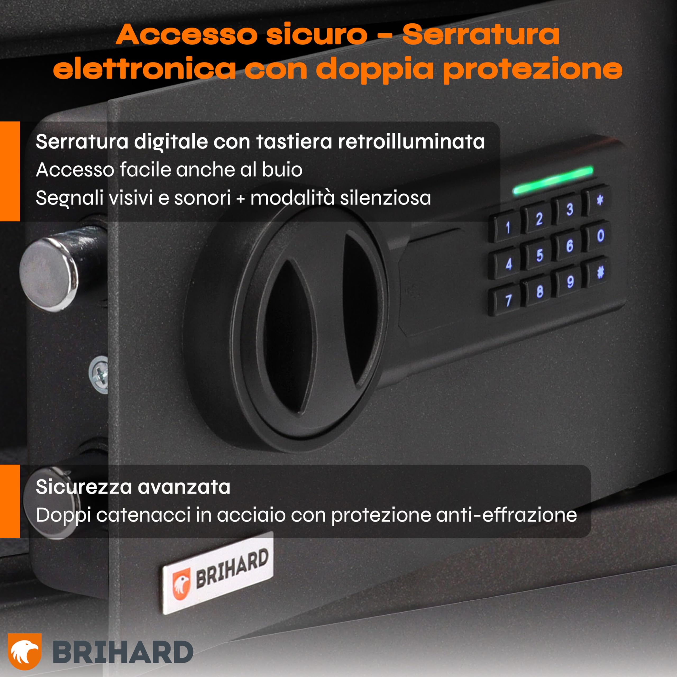 Home Cassaforte Elettronica Compatta 11L – Cassaforte Piccola 20x31x20 cm con Tastierino Digitale e Schermo LED – Cassetta di Sicurezza per Contanti e Gioielli