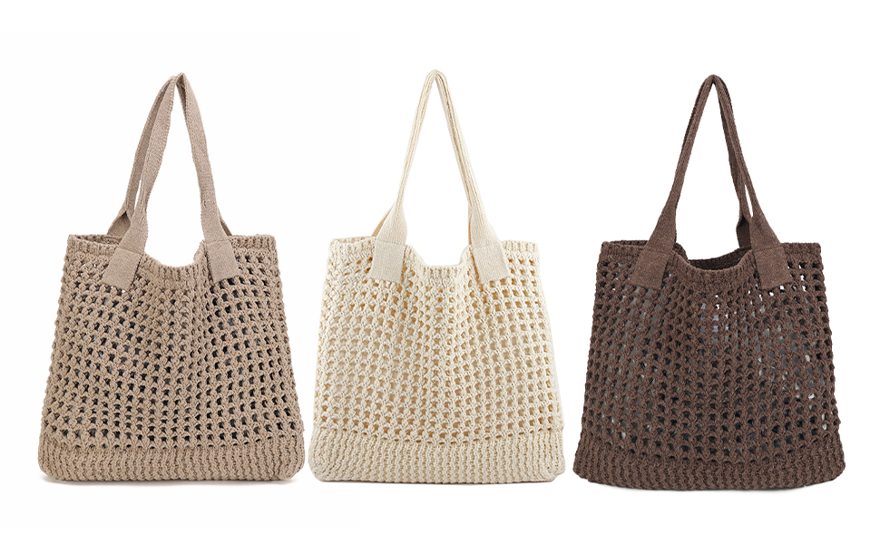 Bolso Tote de Playa para Mujer ENBEI, Diseño de Ganchillo miniatura 7