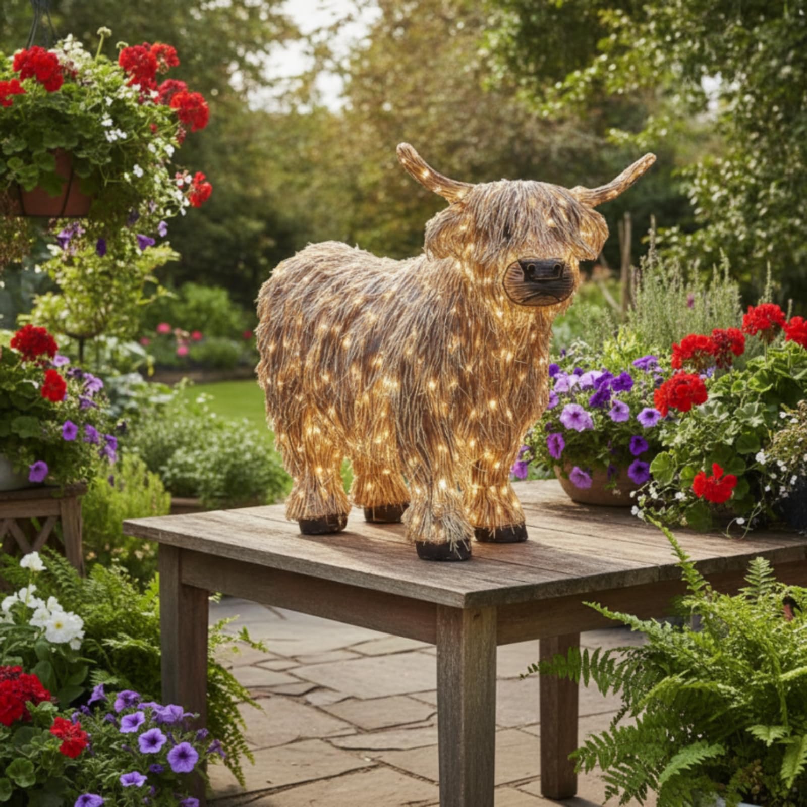 Kuhfigur mit Beleuchtung Glowing Kuhfigur Gemütlich Gebirgsregion-Kuh für Dekoliebhaber, Garten