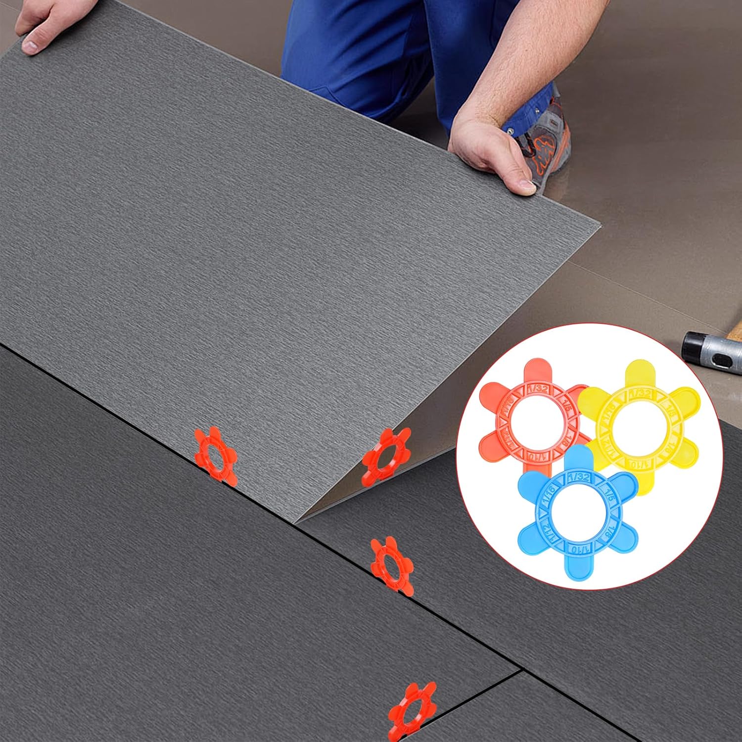 400 Pcs Reusable Hexagon Tile Spacers 1–5mm, 6 Sizes in 1 Large 6.7cm Plastic Tile Leveling Shims, Colour Coded Gap Clips for Wall & Floor Tiling, Fast Removal (Red)