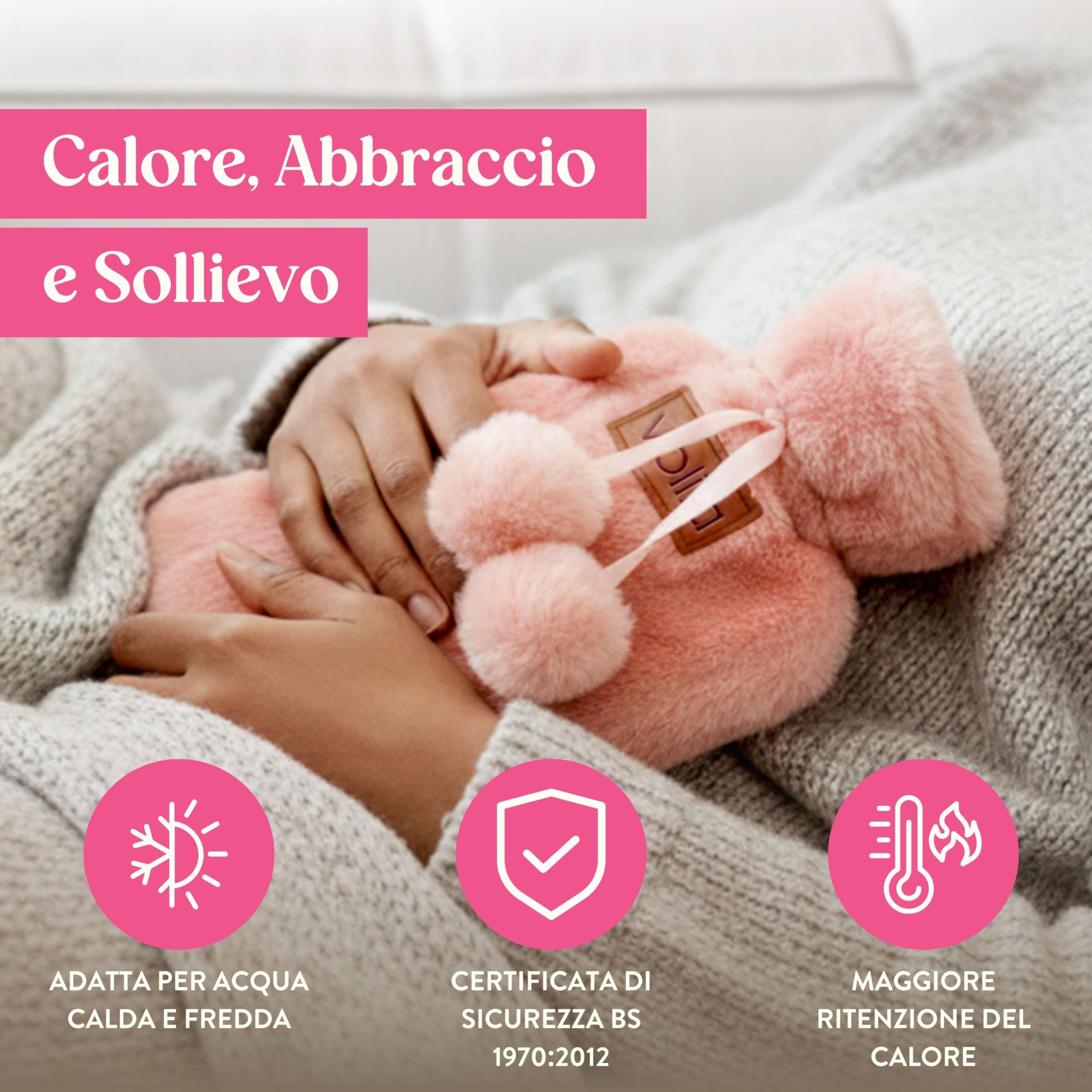 Set Regalo con Borsa Acqua Calda – Boule Acqua Calda Rosa da 1000ml con Calzini, Tazza, Candela, Mascherina per gli Occhi e Libro da Colorare con Matita