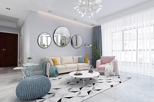 Miniatura 3 de FrameWorks Espejo de aluminio circular negro contemporáneo de lujo de 20"