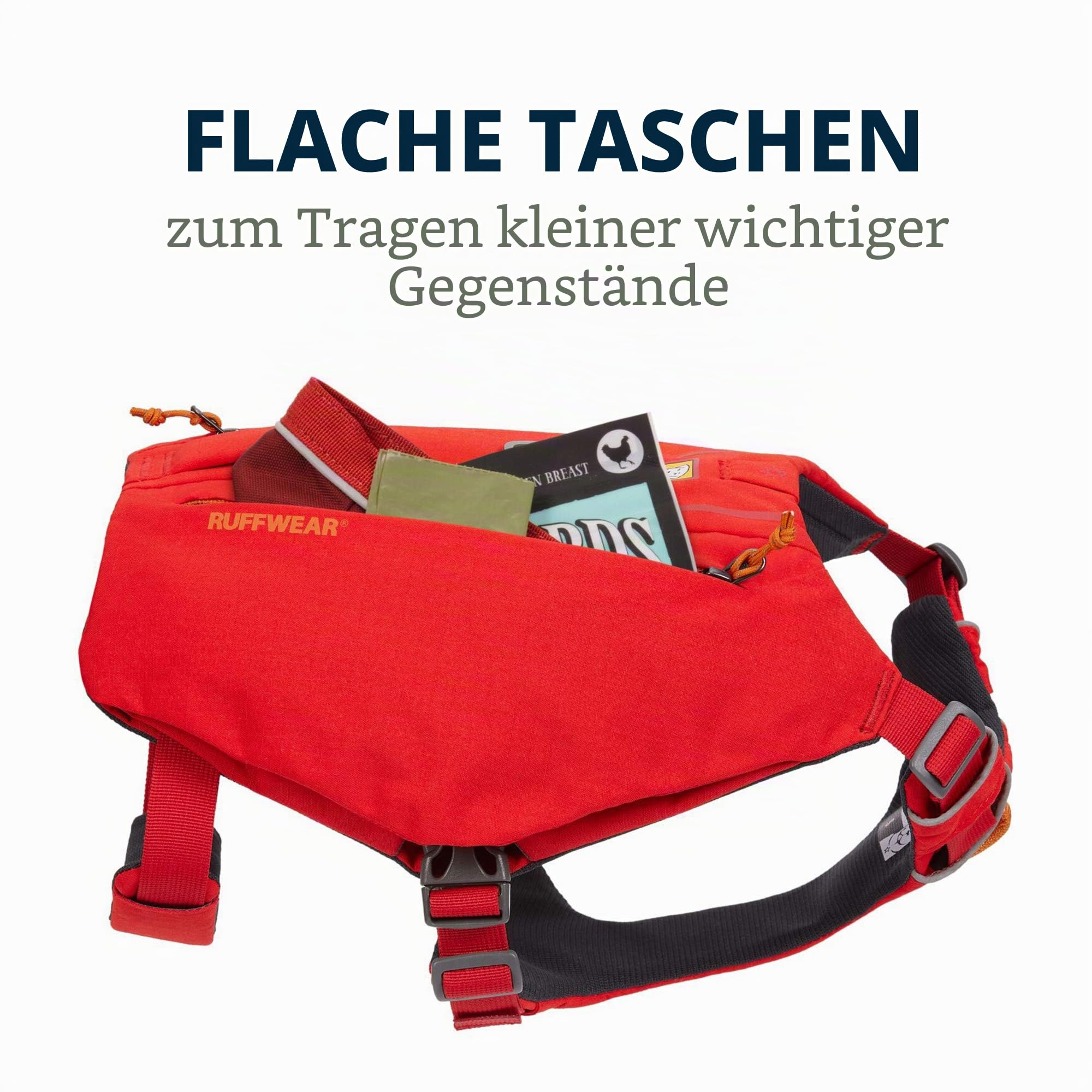 RUFFWEAR Hundegeschirr mit Taschen, Switchbak, Ganztägiger Komfort mit Eingebauten Taschen Für Kurze Tagesausflüge und Alltägliche Aktivitäten, Große bis Sehr Große Hunderassen, Granite Grey