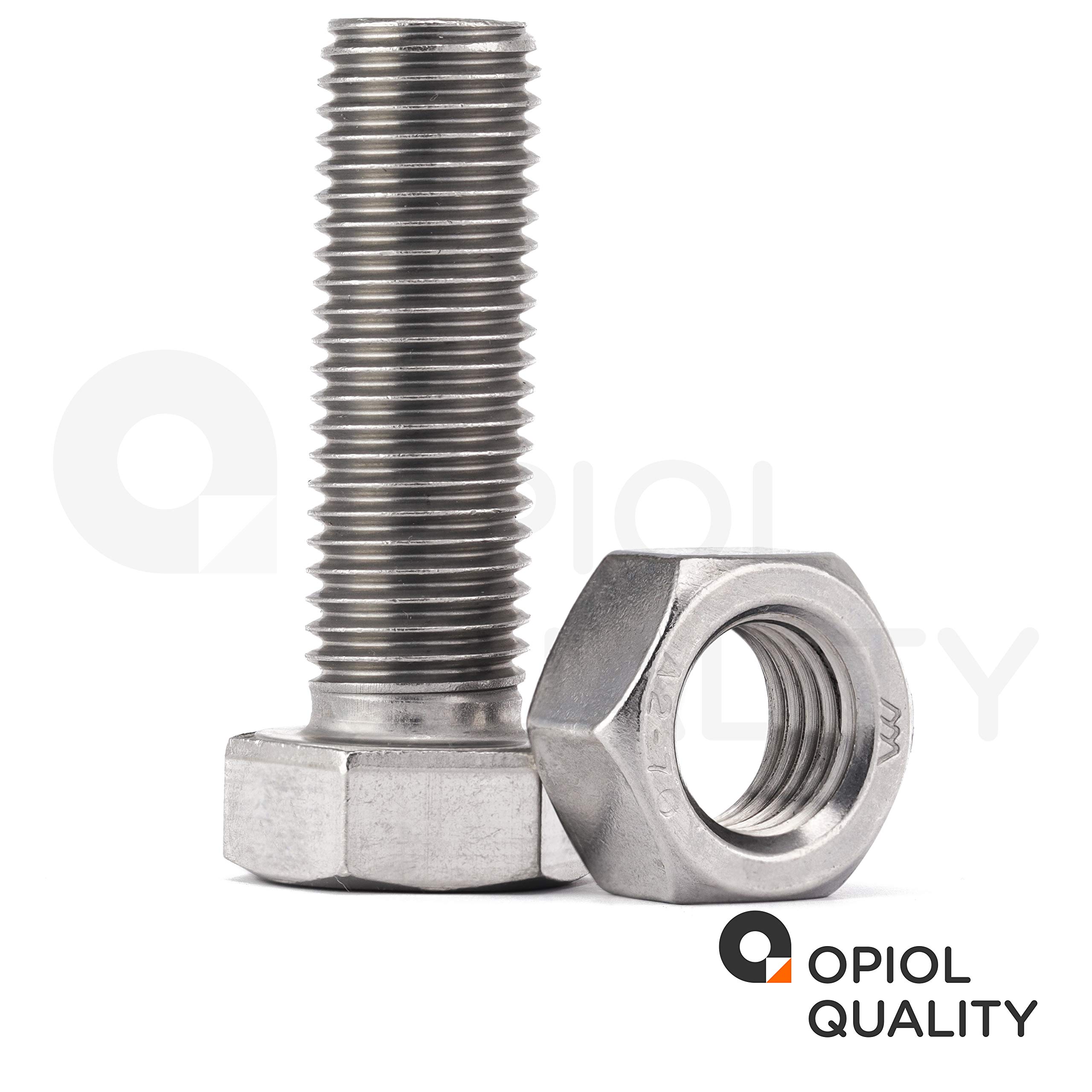 Sechskantschrauben M12x25 mit Sechskantmuttern M12 (5 Stück) aus Edelstahl A2 V2A Set DIN 933 / DIN 934 Muttern Maschinenschrauben Edelstahlschraubenset Gewindeschrauben