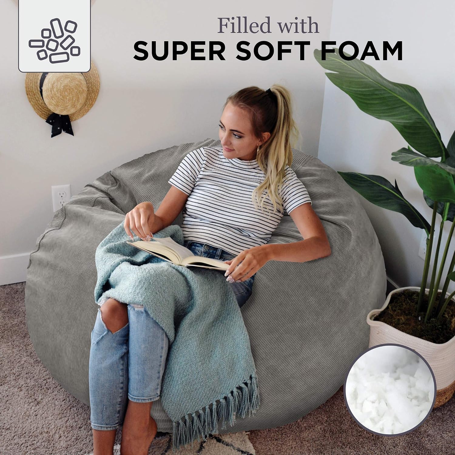 Buy CordaRoy's Corduroy Bean Bag Chair, Convertible Chair Folds from Bean Bag to Bed, As Seen on