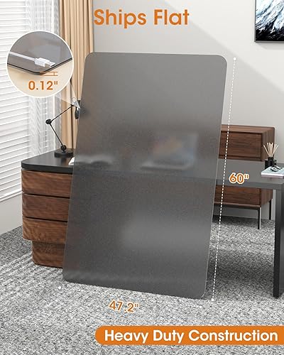 Miniatura 7 de sungwoo Tapete para silla de oficina para alfombra, 47.2 x 60 pulgadas, tapete para silla de escritorio plano esmerilado para alfombras de pelo alto