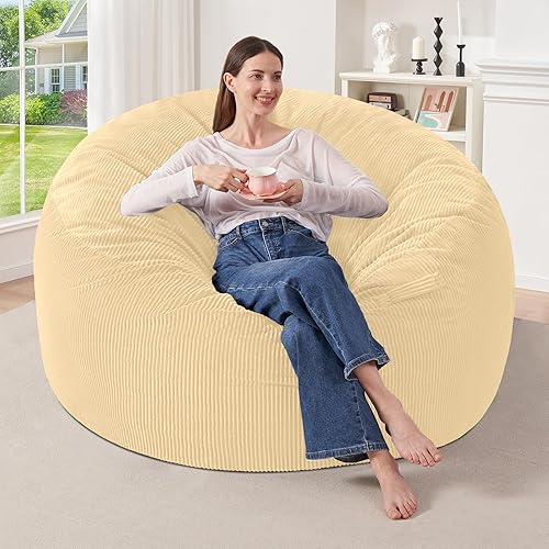 Miniatura 28 de HABUTWAY Silla Puf de 4 Pies, Sillas Puf Gigantes para Adultos, Sillas Puf Grandes con Relleno de Espuma Viscoelástica, Sillas Puf Grandes con Funda