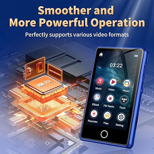 Miniatura 2 de Reproductor MP3 de 80 GB con Bluetooth, formato de video completo de 3 pulgadas, reproductor de MP3 portátil para niños, reproductor de música MP4