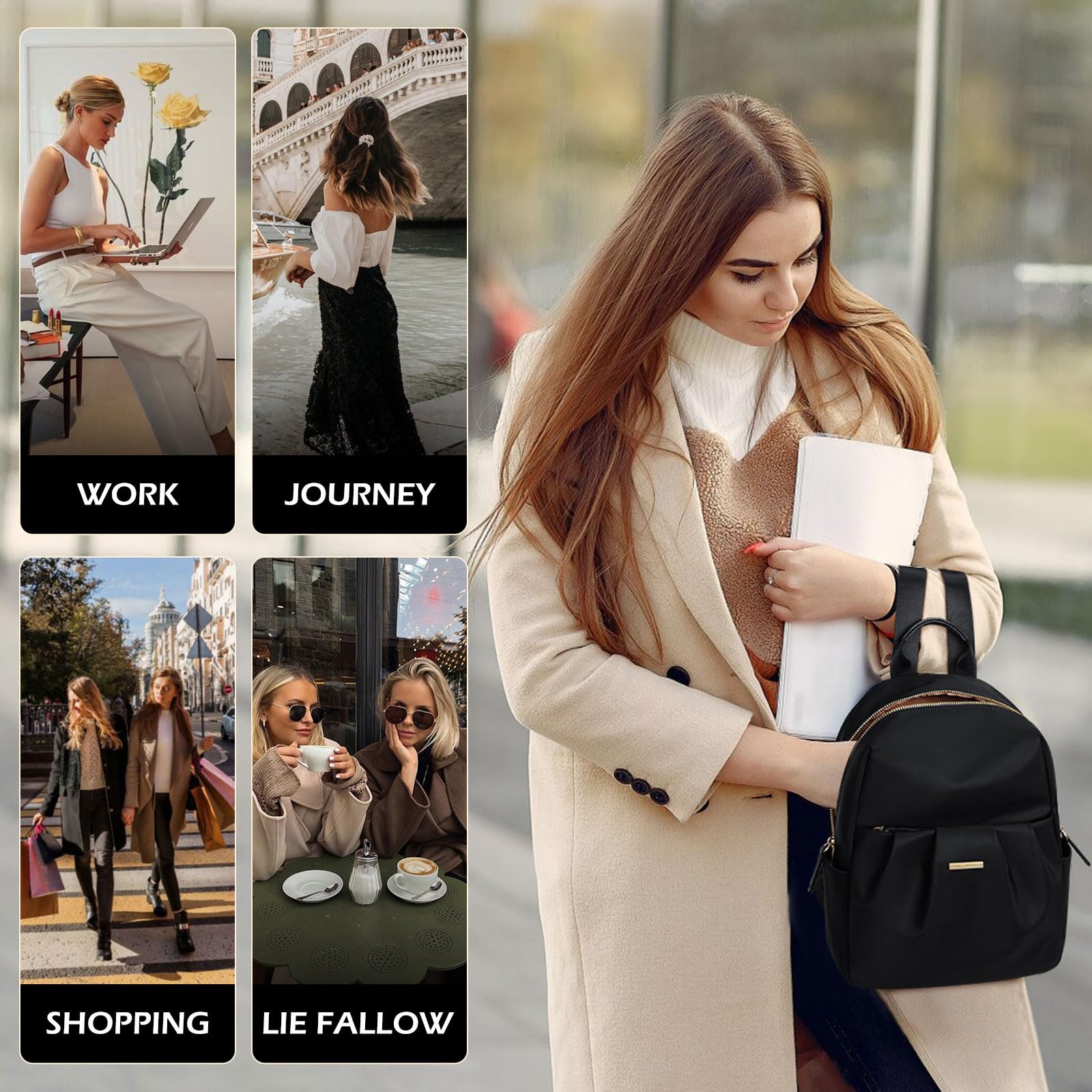 Mochila Mujer Pequeña Mochilas Portátil 13 Pulgadas Ordenador Backpack Mochila Bolso Mochila Viaje Antirrobo, Impermeable Casual Mini Backpack para Oficina Universidad Compras Uso Diario