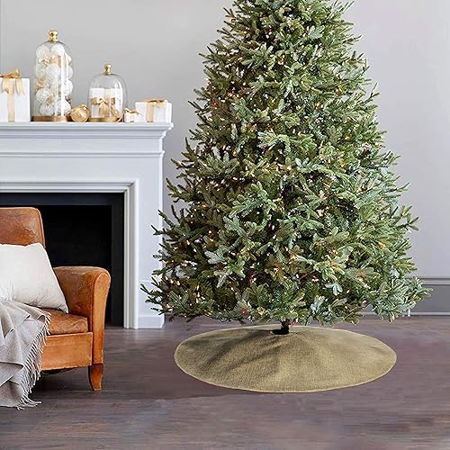 Miniatura 6 de Ivenf Christmas Tree Skirt, 36 inches Small Double-Layer Burlap Plain Tree Skirts, Rustic Jute Tree Skirt for Xmas Holiday Home Decor, Fall Winter