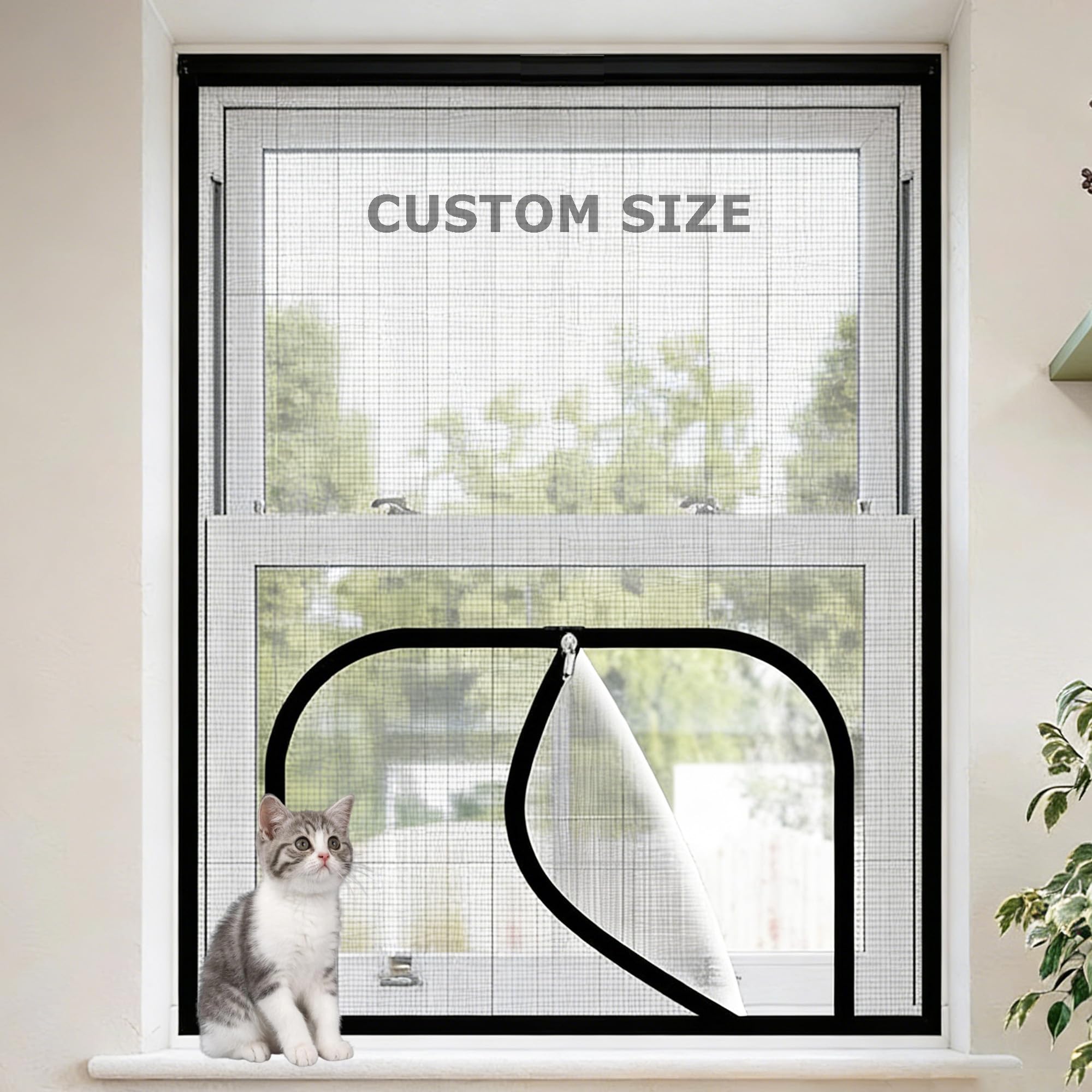 Custom Fly Screens for Windows, Self-Adhesive Insect Mesh Curtain Bug Bee Protector, Cat Safety Net for Window, Balcony, Patio, Fly Screen Mosquitoes Mesh