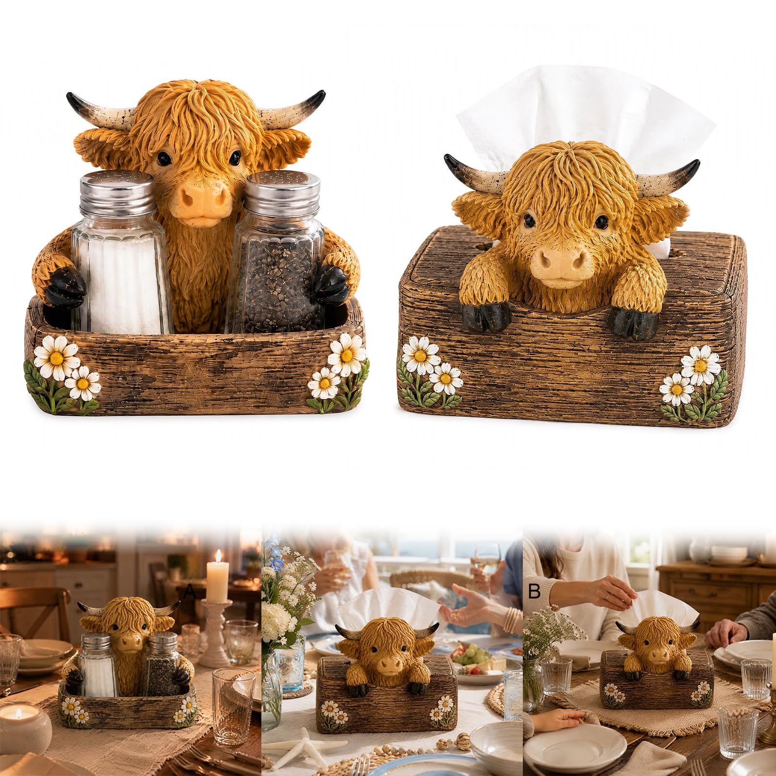Generic Highland Cow Sale & Pepper Shaker Set per Farm (2pcs)
