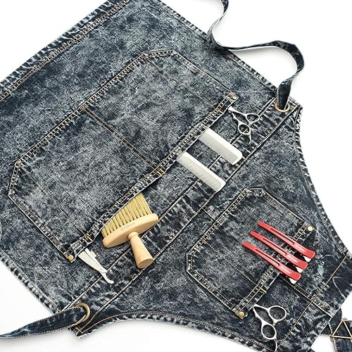 Miniatura 9 de Jeanerlor Delantal de trabajo de algodón con bolsillos para mujeres y hombres con correas cruzadas y ajustable S a XXXL 2 tamaños